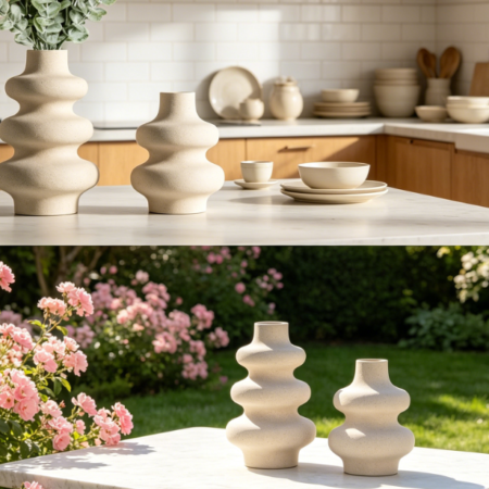 Bohemian-Style Ceramic Vase Set (2 Pieces)